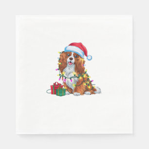 Xmas Lighting Santa Hat Tibetan Spaniel Dog Christ Napkin
