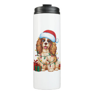 Xmas Lighting Santa Hat Tibetan Spaniel Dog Christ Thermal Tumbler