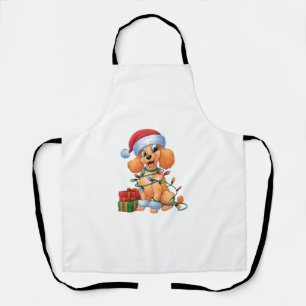 Xmas Lighting Santa Hat Toy Poodle Dog Christmas  Apron
