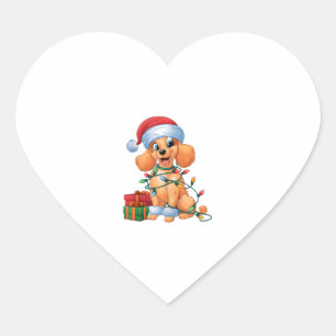 Xmas Lighting Santa Hat Toy Poodle Dog Christmas  Heart Sticker