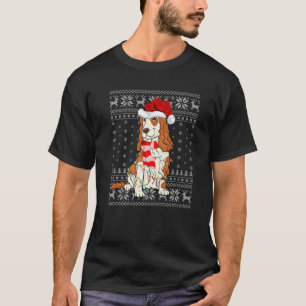 Xmas Lighting Santa Hat Ugly Cocker Spaniel Christ T-Shirt
