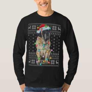 Xmas Lighting Santa Hat Ugly English Mastiff Chris T-Shirt