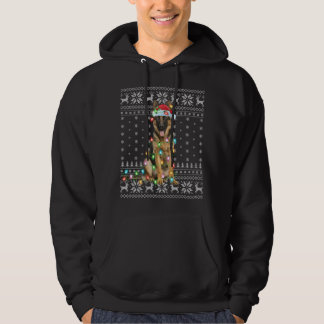 Xmas Lighting Santa Hat Ugly German Shepherd Chris Hoodie