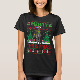 Xmas Lighting Santa Hat Ugly Irish Wolfhound Chris T-Shirt