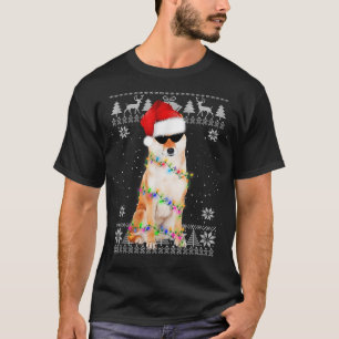 Xmas Lighting Santa Hat Ugly Shiba Christmas  T-Shirt