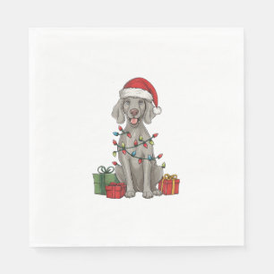 Xmas Lighting Santa Hat Weimaraner Dog Christmas Napkin