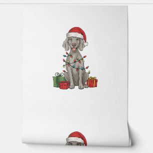 Xmas Lighting Santa Hat Weimaraner Dog Christmas  Wallpaper