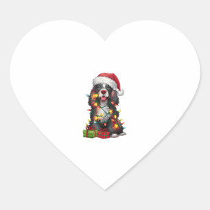 Xmas Lighting Santa Hat Welsh Springer Spaniel Dog Heart Sticker