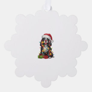 Xmas Lighting Santa Hat Welsh Springer Spaniel Dog Tree Decoration Card
