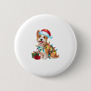 Xmas Lighting Santa Hat Westie Dog Christmas 6 Cm Round Badge