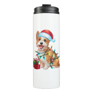 Xmas Lighting Santa Hat Westie Dog Christmas Thermal Tumbler