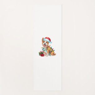 Xmas Lighting Santa Hat Westie Dog Christmas Yoga Mat