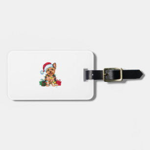 Xmas Lighting Santa Hat Yorkie Dog Christmas _1 Luggage Tag