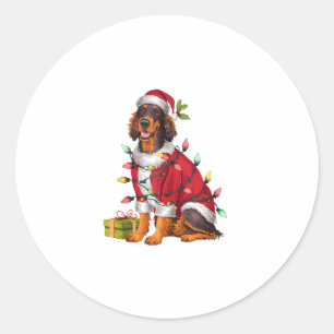 Xmas Lighting Santa Irish Setter Dog Christmas Classic Round Sticker