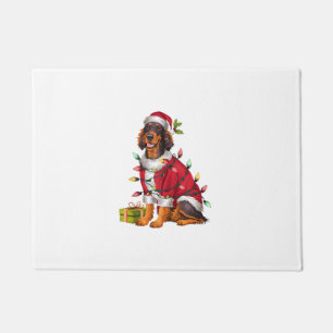 Xmas Lighting Santa Irish Setter Dog Christmas Doormat
