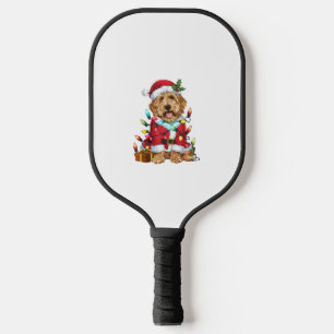 Xmas Lighting Santa Labradoodle Dog Christmas Pickleball Paddle