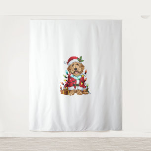 Xmas Lighting Santa Labradoodle Dog Christmas Tapestry