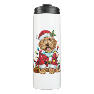 Xmas Lighting Santa Labradoodle Dog Christmas Thermal Tumbler