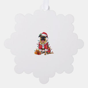 Xmas Lighting Santa Malinois Dog Christmas Tree Decoration Card