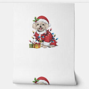 Xmas Lighting Santa Maltese Dog Christmas  Wallpaper