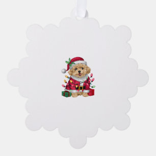 Xmas Lighting Santa Maltipoo Dog Christmas  Tree Decoration Card
