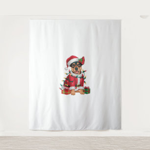 Xmas Lighting Santa Miniature Pinscher Dog Christm Tapestry