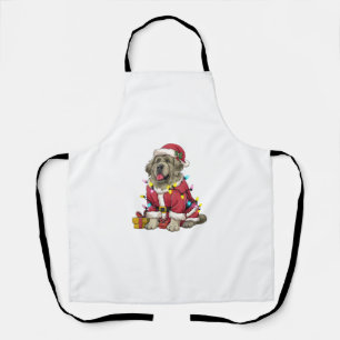 Xmas Lighting Santa Newfoundland Dog Christmas Apron
