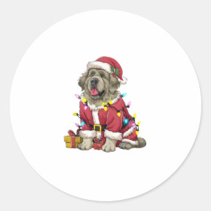 Xmas Lighting Santa Newfoundland Dog Christmas Classic Round Sticker