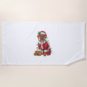 Xmas Lighting Santa Rhodesian Ridgeback Dog Christ Beach Towel