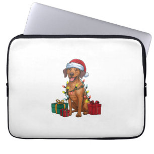 Xmas Lighting Santa Rhodesian Ridgeback Dog Christ Laptop Sleeve