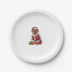 Xmas Lighting Santa Rhodesian Ridgeback Dog Christ Paper Plate