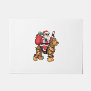 Xmas Lighting Santa Riding Airedale Terrier Dog Ch Doormat