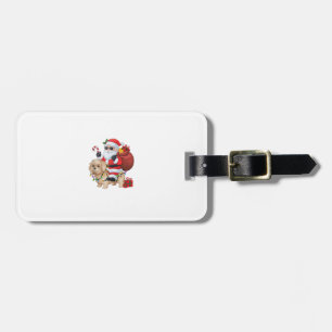 Xmas Lighting Santa Riding Bichon Frise Dog Christ Luggage Tag