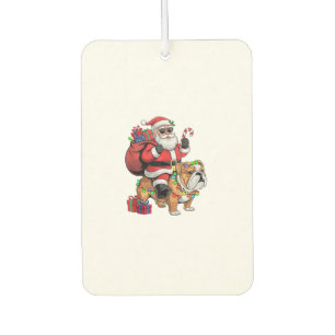 Xmas Lighting Santa Riding Bulldog Christmas  Car Air Freshener