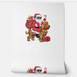 Xmas Lighting Santa Riding Cockapoo Dog Christmas Wallpaper