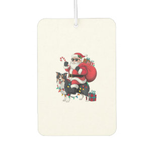 Xmas Lighting Santa Riding Collie Dog Christmas Car Air Freshener