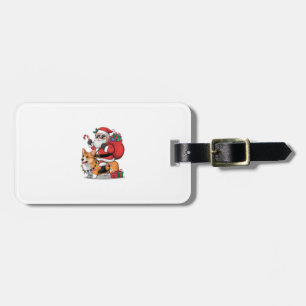 Xmas Lighting Santa Riding Corgi Dog Christmas Luggage Tag