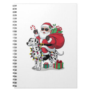 Xmas Lighting Santa Riding Dalmatian Dog Christmas Notebook