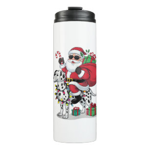 Xmas Lighting Santa Riding Dalmatian Dog Christmas Thermal Tumbler