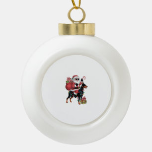 Xmas Lighting Santa Riding Doberman Dog Christmas Ceramic Ball Christmas Ornament