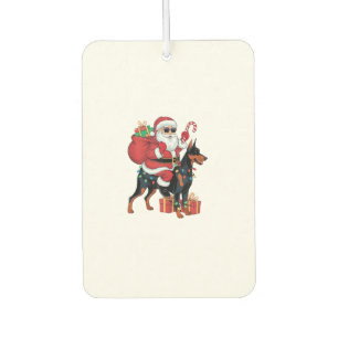 Xmas Lighting Santa Riding Doberman Pinscher Dog C Car Air Freshener
