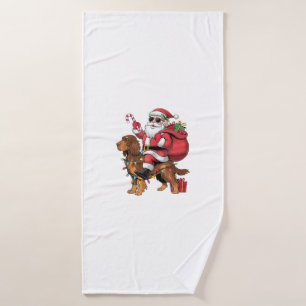 Xmas Lighting Santa Riding English Setter Dog Chri Bath Towel