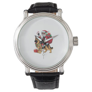 Xmas Lighting Santa Riding German Shepherd Dog Chr Watch
