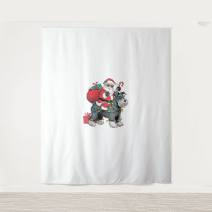 Xmas Lighting Santa Riding Giant Schnauzer Dog Chr Tapestry