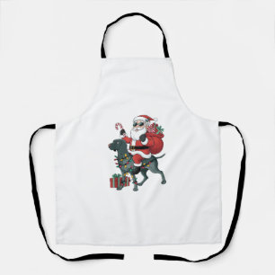 Xmas Lighting Santa Riding Great Dane Dog Christma Apron