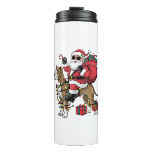 Xmas Lighting Santa Riding Great Dane Dog Christma Thermal Tumbler