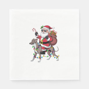 Xmas Lighting Santa Riding Greyhound Dog Christmas Napkin