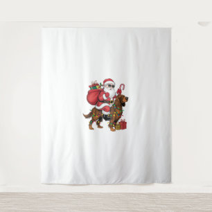 Xmas Lighting Santa Riding Irish Setter Dog Christ Tapestry