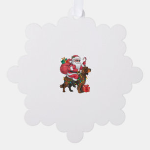 Xmas Lighting Santa Riding Irish Setter Dog Christ Tree Decoration Card