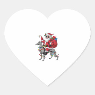 Xmas Lighting Santa Riding Italian Greyhound Dog C Heart Sticker
